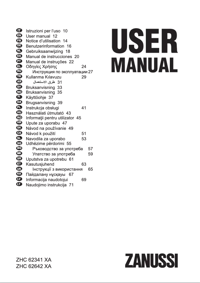 Imagen de la primera página del manual del dispositivo ZHC62642XA