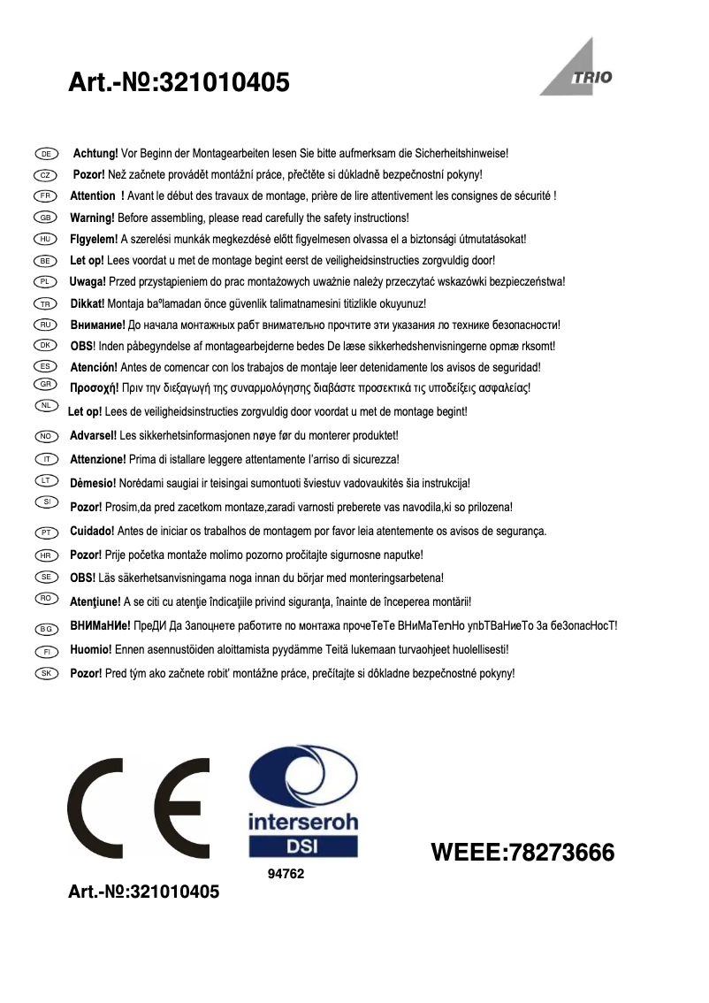 Imagen de la primera página del manual del dispositivo Serie 3210 321010405