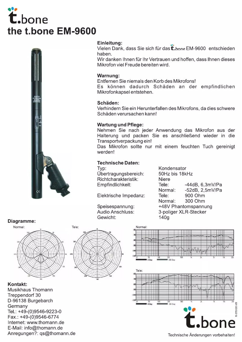 Página 1 del manual Manual de usuario the t.bone EM-9600