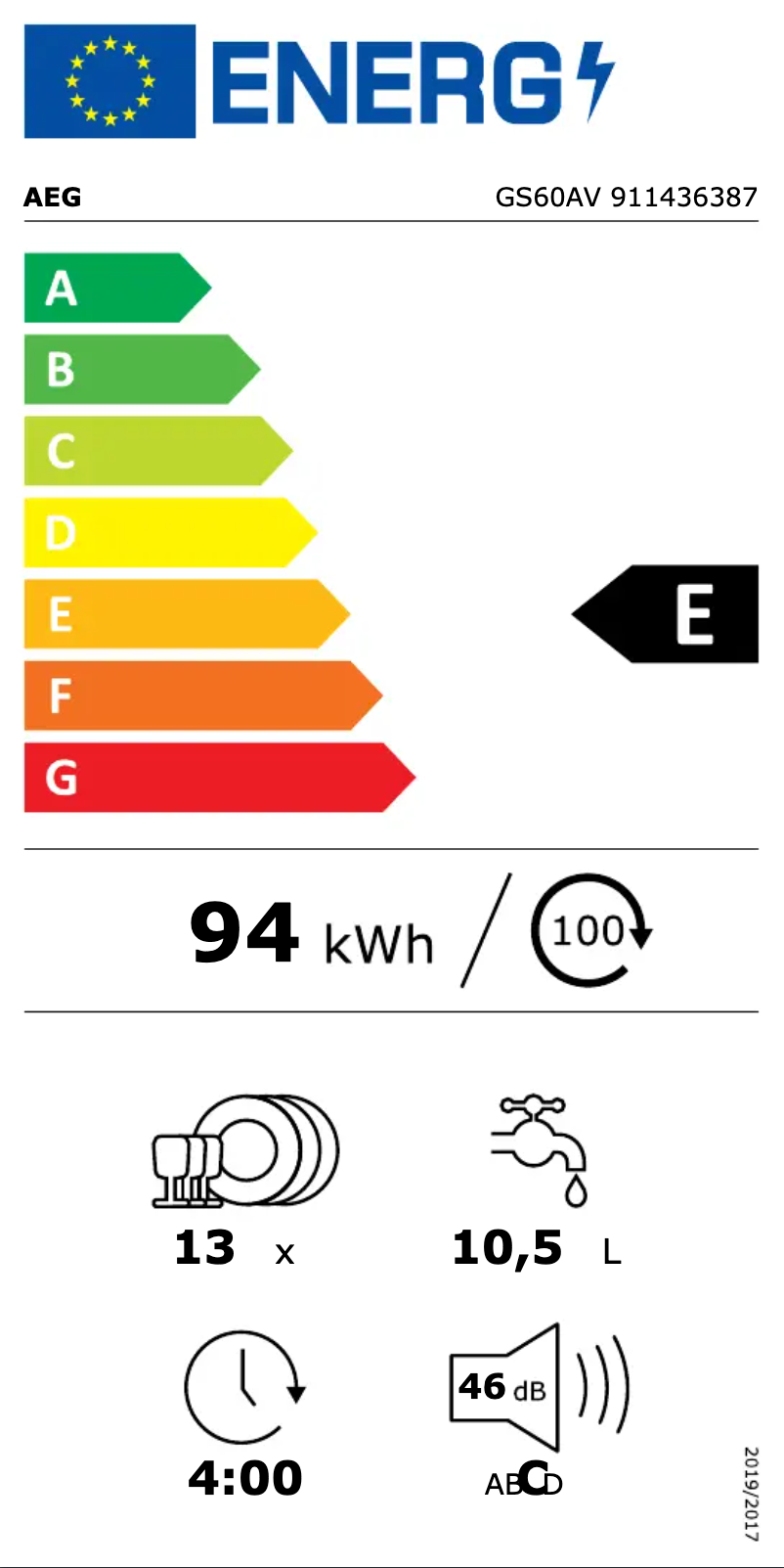 Página nº 1 - Etiqueta energética AEG GS60AV