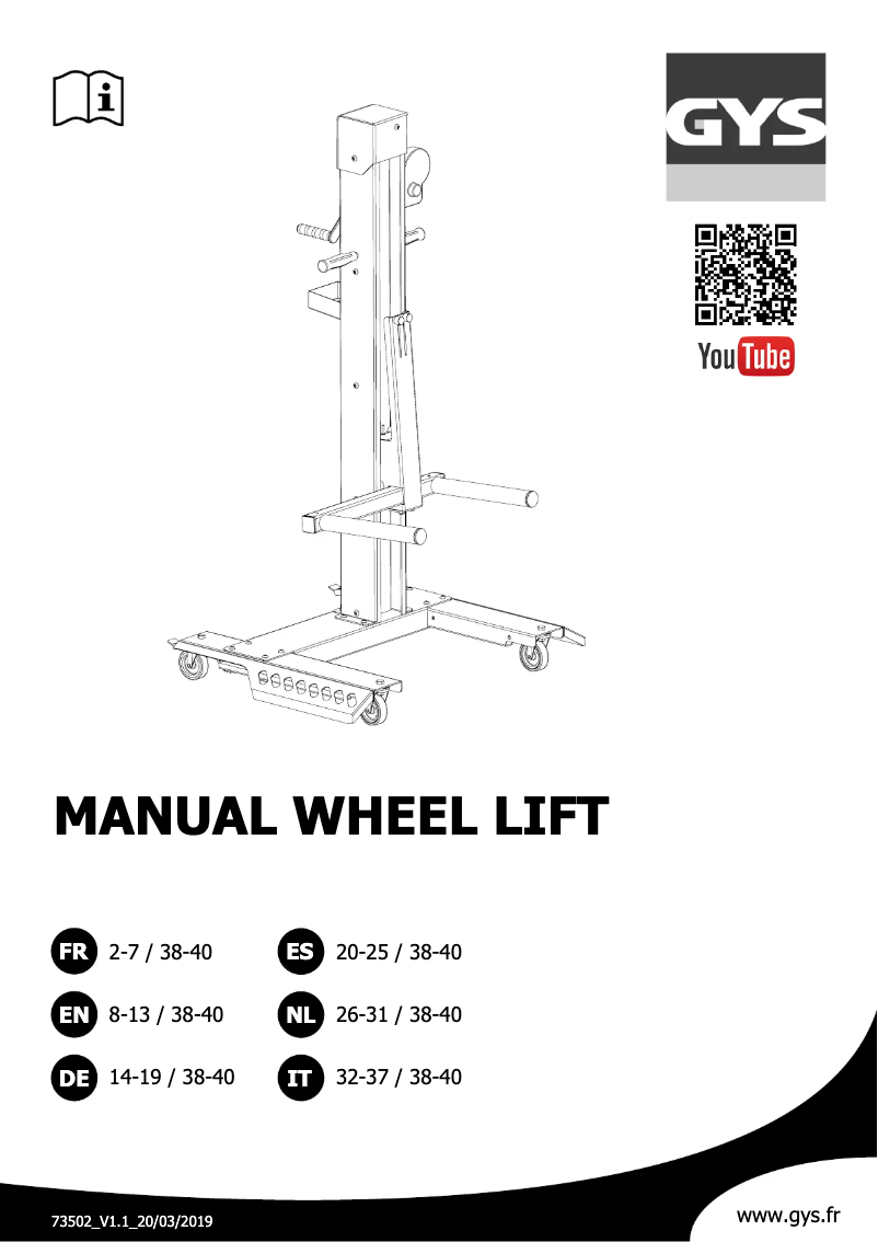 Página 1 del manual Manual de usuario GYS Wheel Lift