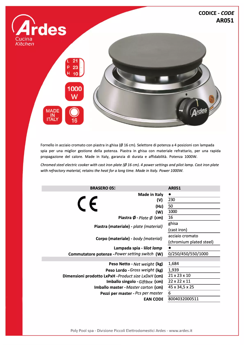 Imagen de la primera página del manual del dispositivo AR051