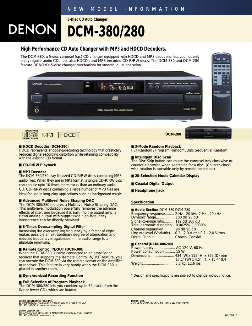 Página nº 1 - Manual de usuario Denon DCM-380