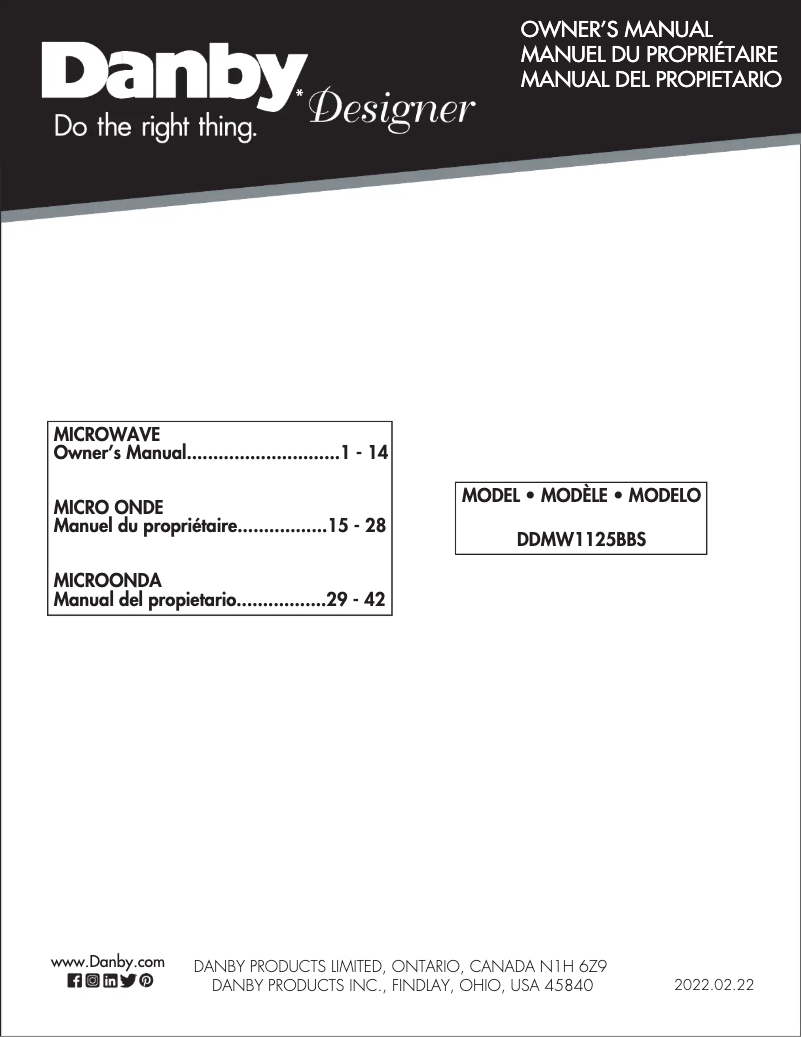 Página nº 1 - Manual de usuario Danby DDMW1125BBS
