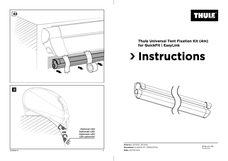 Imagen de la primera página del manual del dispositivo Universal Tent Fixation Kit