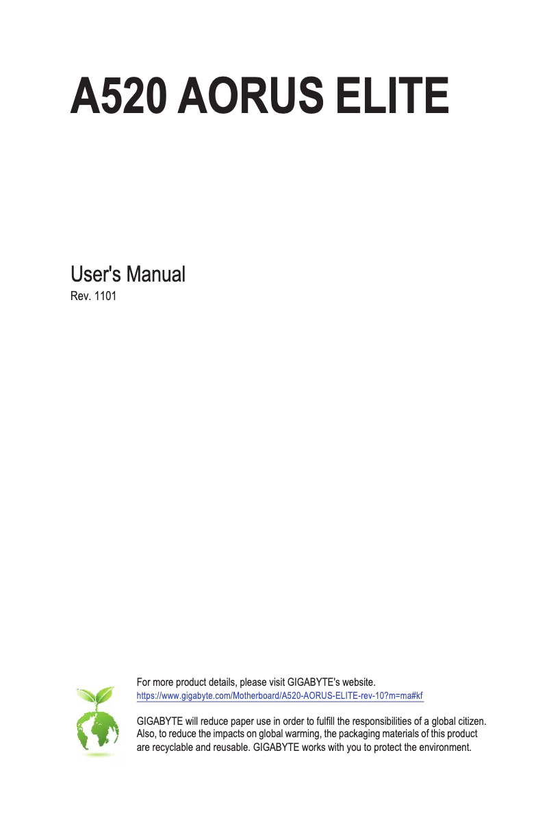 Página 1 del manual Manual de usuario Gigabyte A520 Aorus Elite