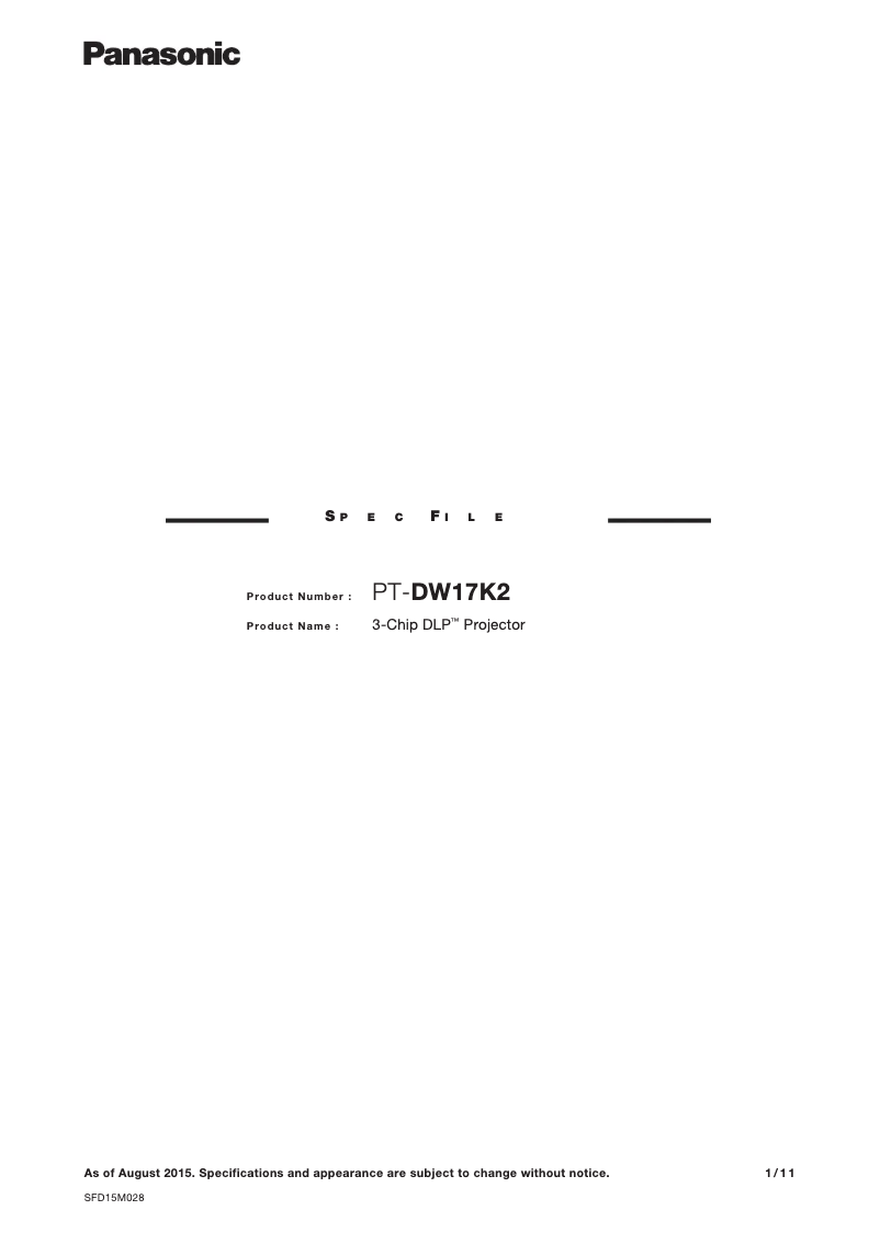 Página nº 1 - Folleto Panasonic PT-DW17K2U