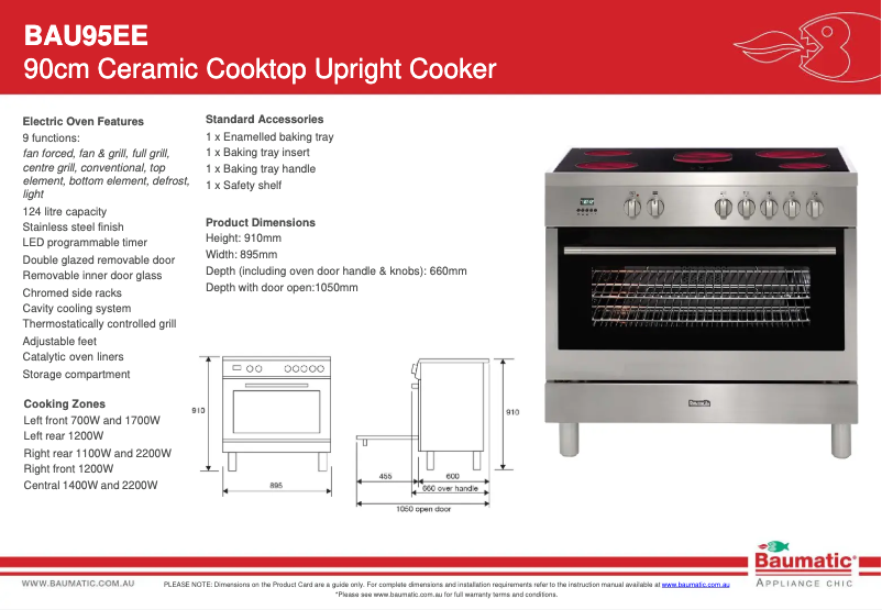 Página 1 del manual Ficha técnica Baumatic BAU95EE