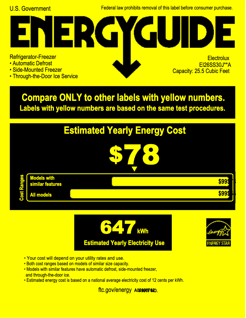 Página 1 del manual Etiqueta energética Electrolux EI26SS30JS