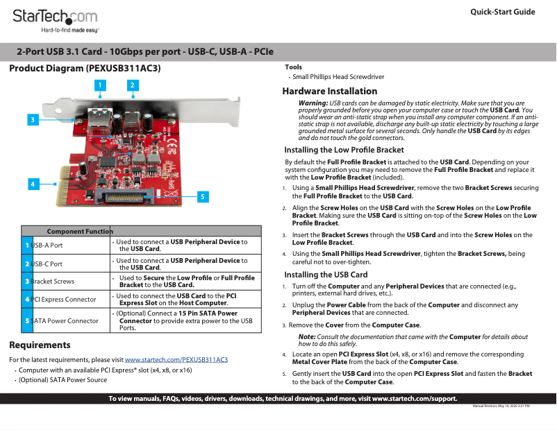 Imagen de la primera página del manual del dispositivo PEXUSB311AC3