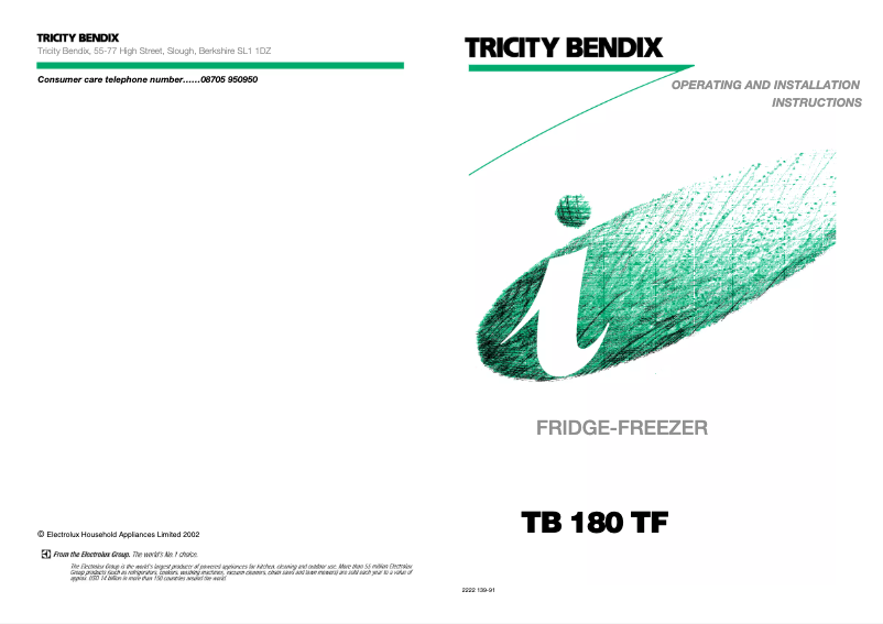 Página 1 del manual Manual de usuario Tricity Bendix TB180TF