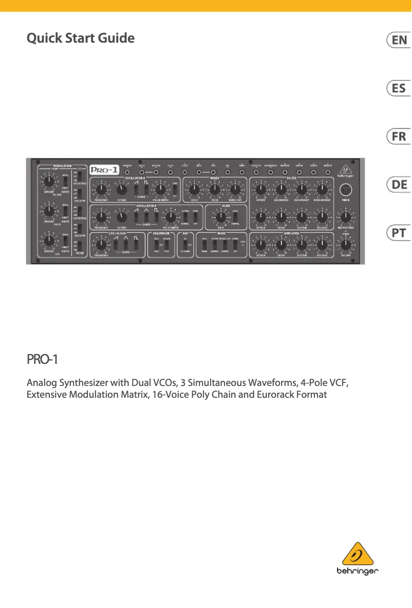 Imagen de la primera página del manual del dispositivo PRO-1