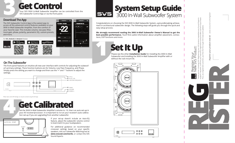 Imagen de la primera página del manual del dispositivo 3000 In-Wall Subwoofer System