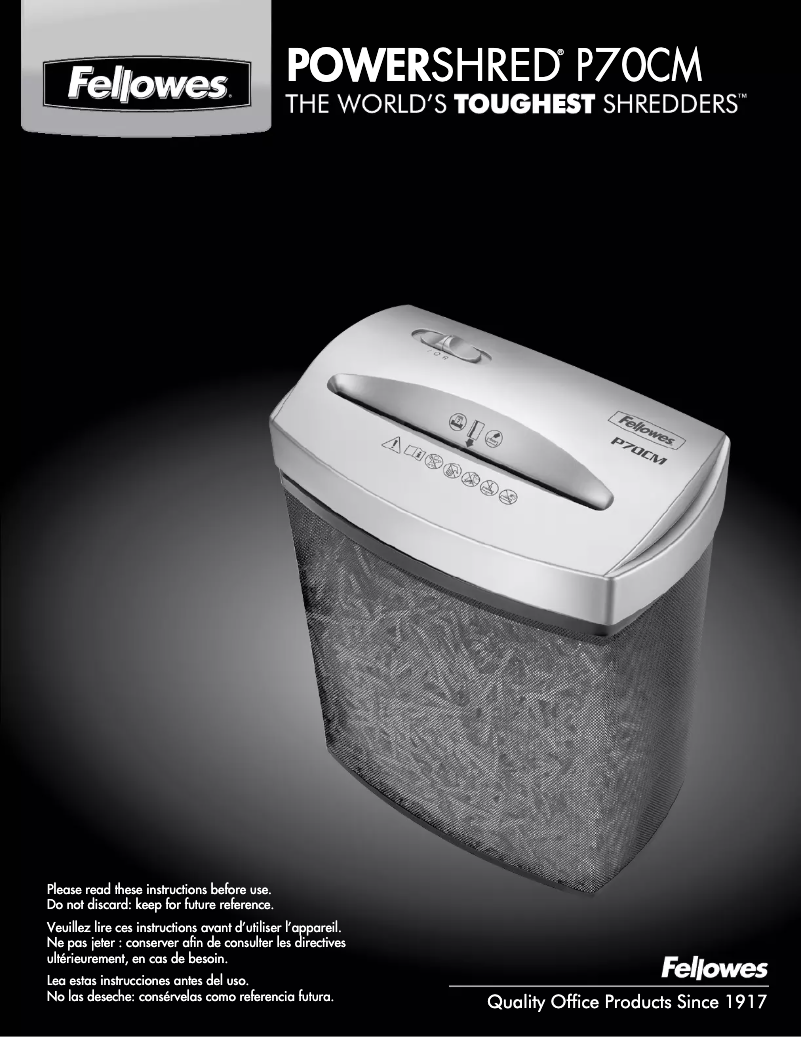 Página 1 del manual Manual de usuario Fellowes P70CM Powershred