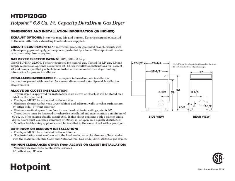 Imagen de la primera página del manual del dispositivo HTDP120GDWW