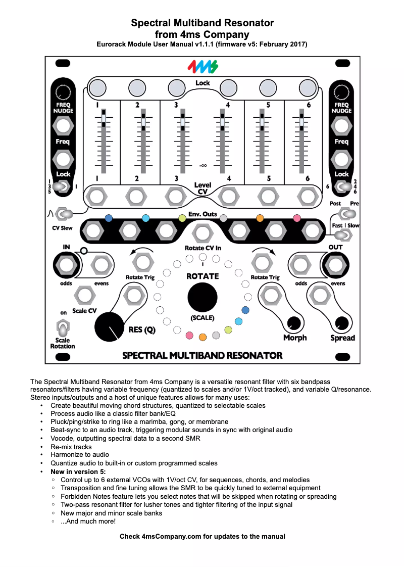 Imagen de la primera página del manual del dispositivo Spectral Multiband Resonator