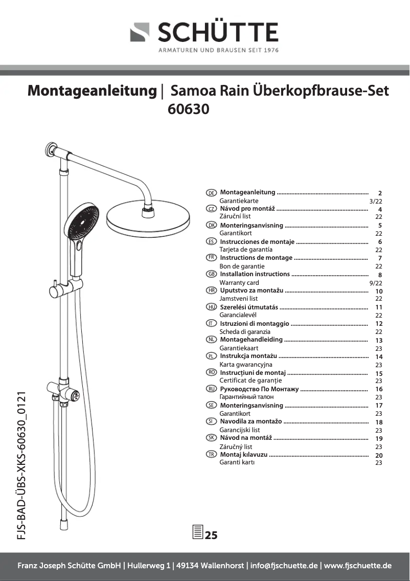 Página nº 1 - Manual de usuario Schütte Samoa Rain 60630