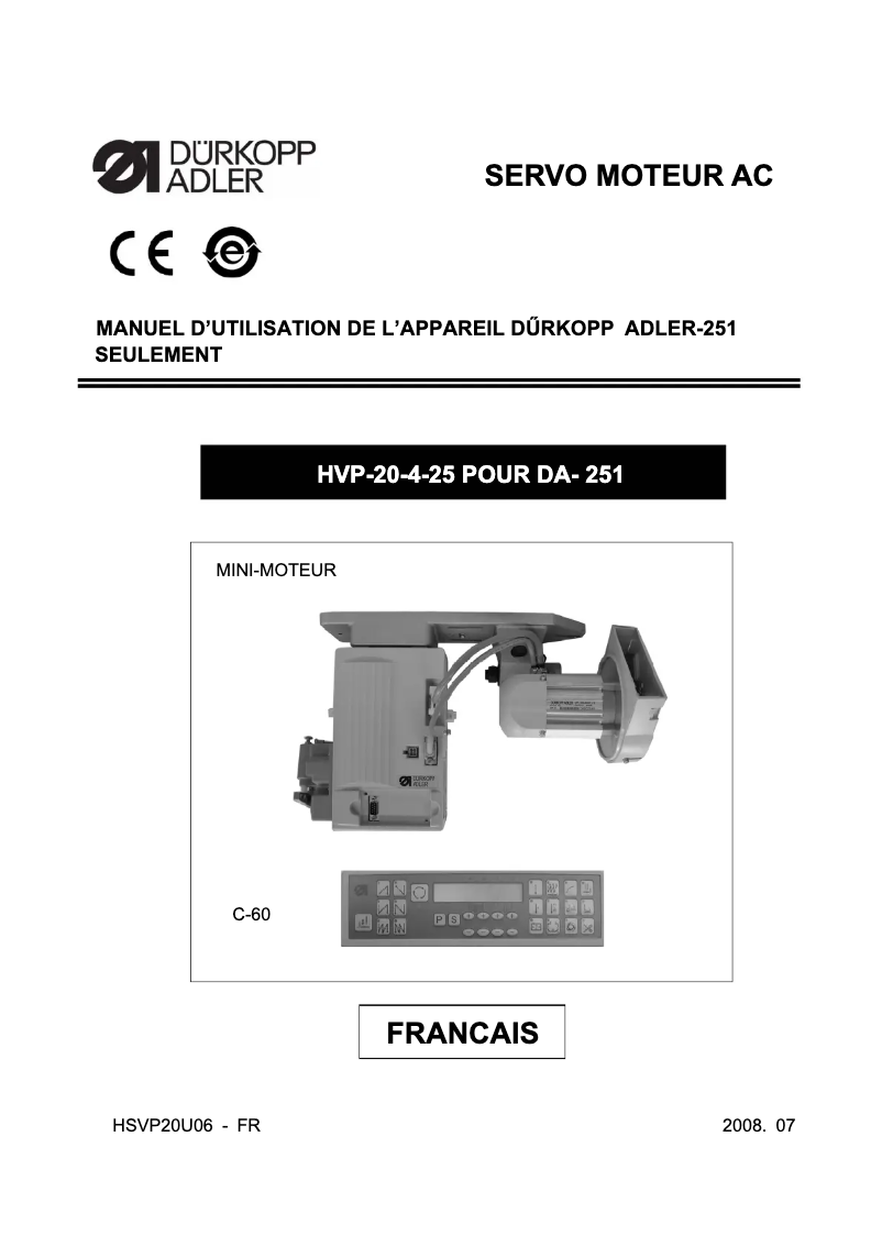 Página 1 del manual Manual de usuario Dürkopp Adler 251
