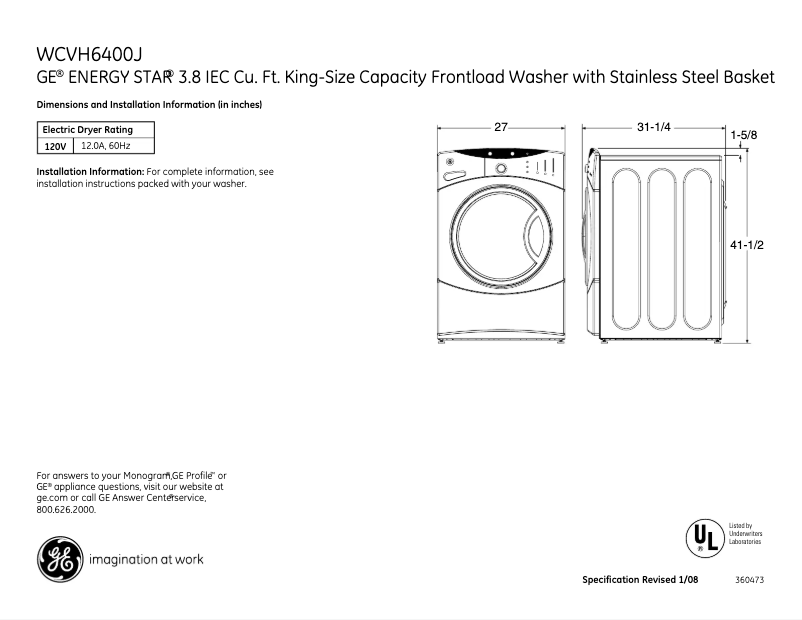 Imagen de la primera página del manual del dispositivo WCVH6400JWW