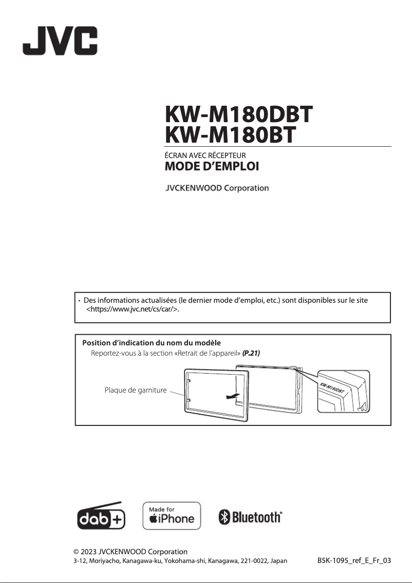 Imagen de la primera página del manual del dispositivo KW-M180DBT