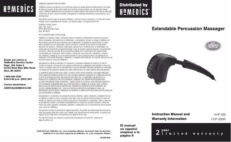 Página 1 del manual Manual de usuario Homedics HHP-300
