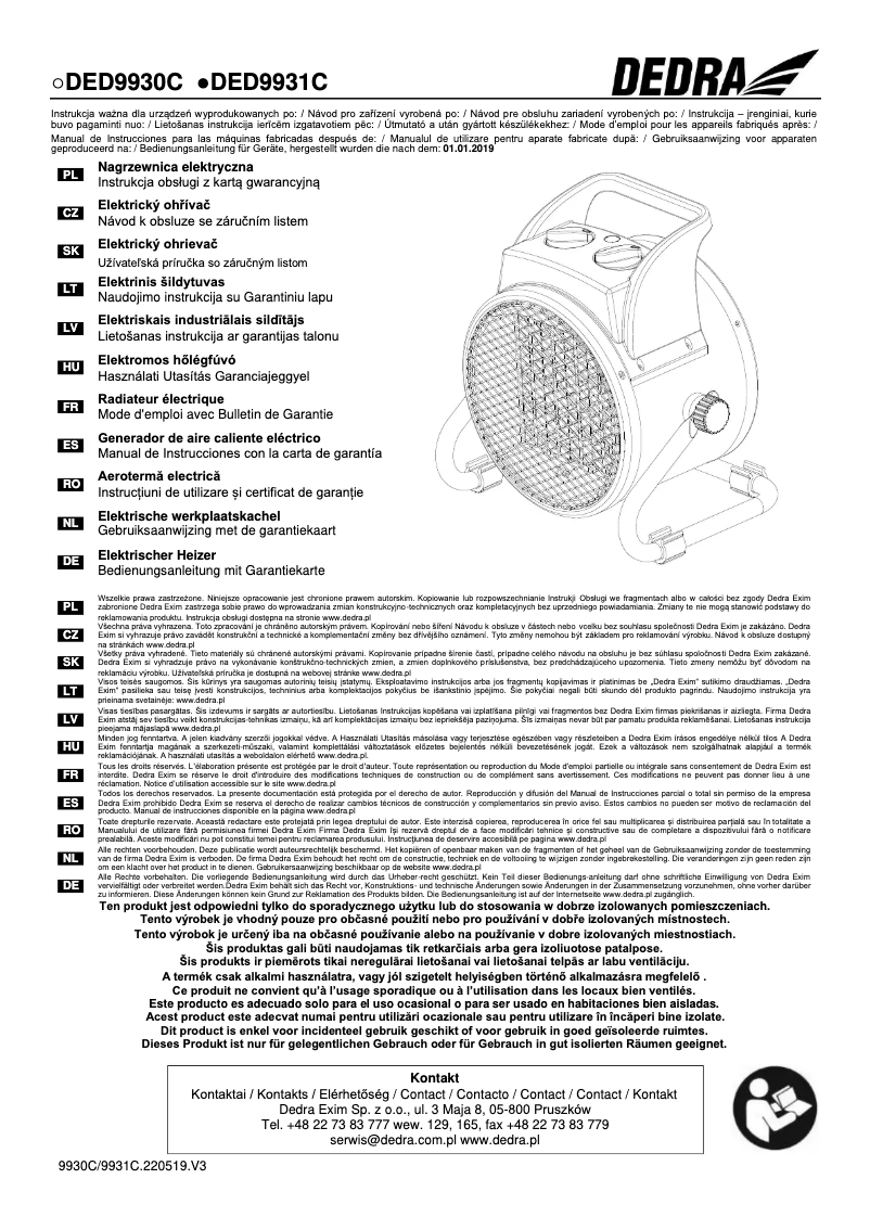Página 1 del manual Manual de usuario DEDRA DED9931C