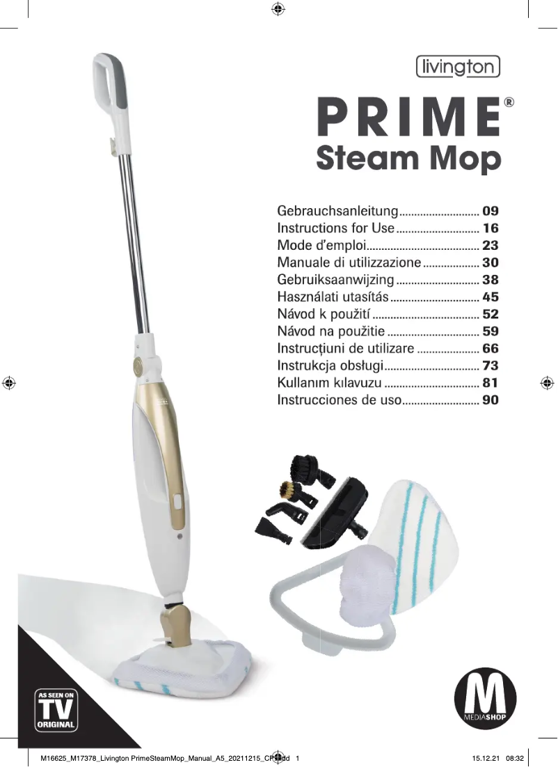 Imagen de la primera página del manual del dispositivo Prime Steam Mop