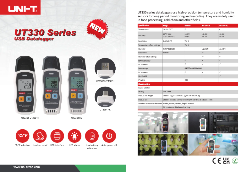 Imagen de la primera página del manual del dispositivo UT330THC