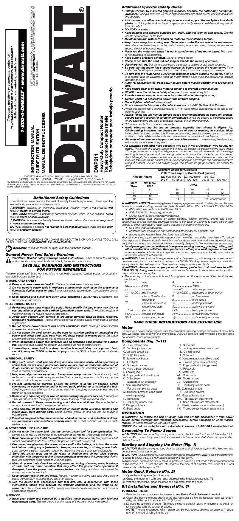 Página 1 del manual Manual de usuario DeWalt DWP611PK