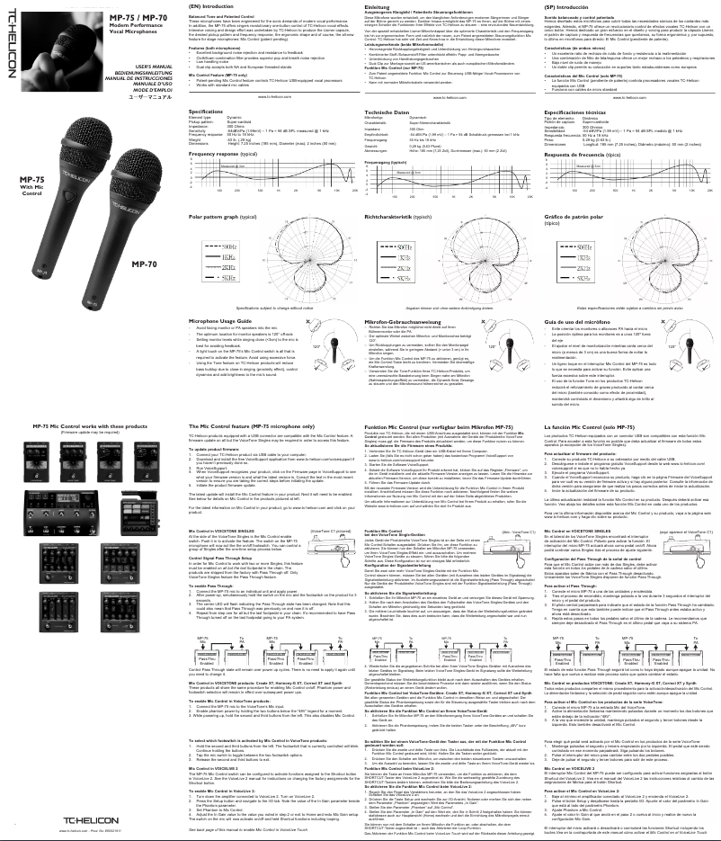 Imagen de la primera página del manual del dispositivo MP-70