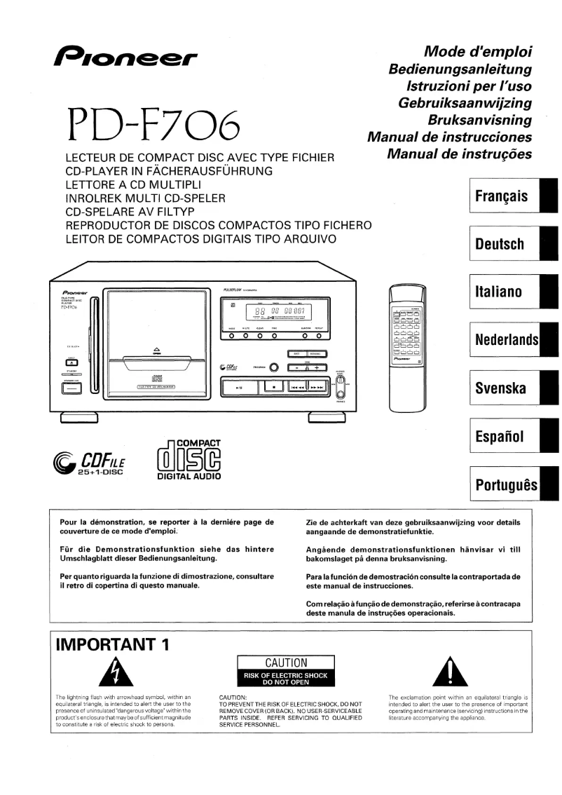 Página 1 del manual Manual de usuario Pioneer PD-F706