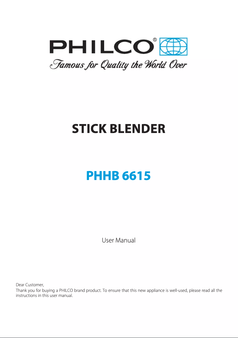 Imagen de la primera página del manual del dispositivo PHHB 6615