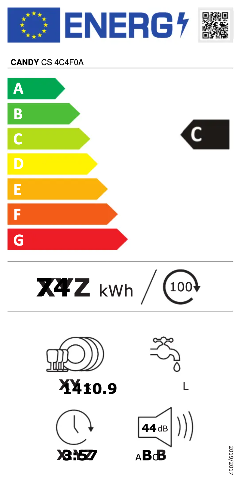 Página 1 del manual Etiqueta energética Candy CS 4C4F0A