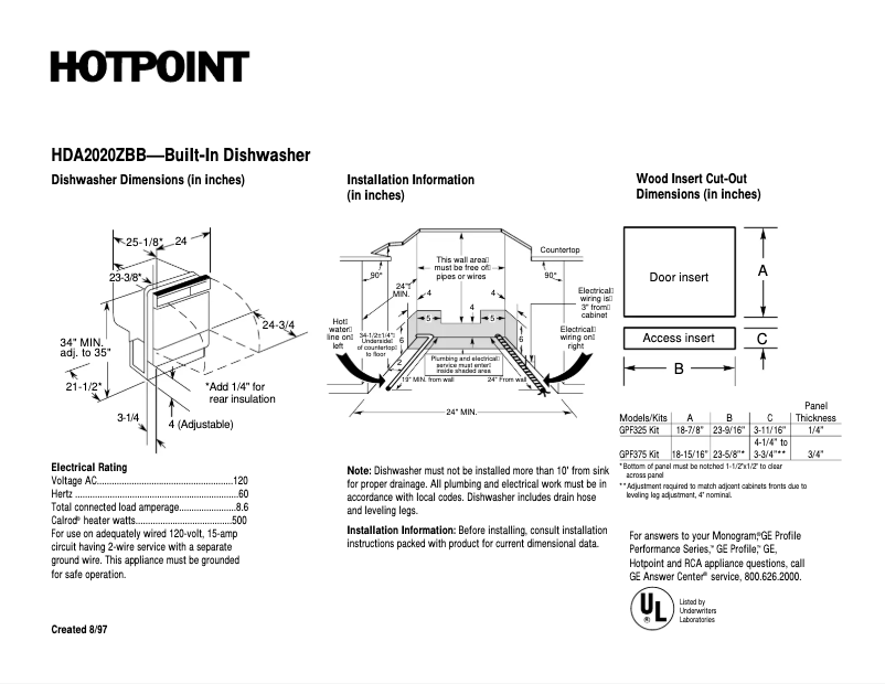 Imagen de la primera página del manual del dispositivo HDA2020ZBB