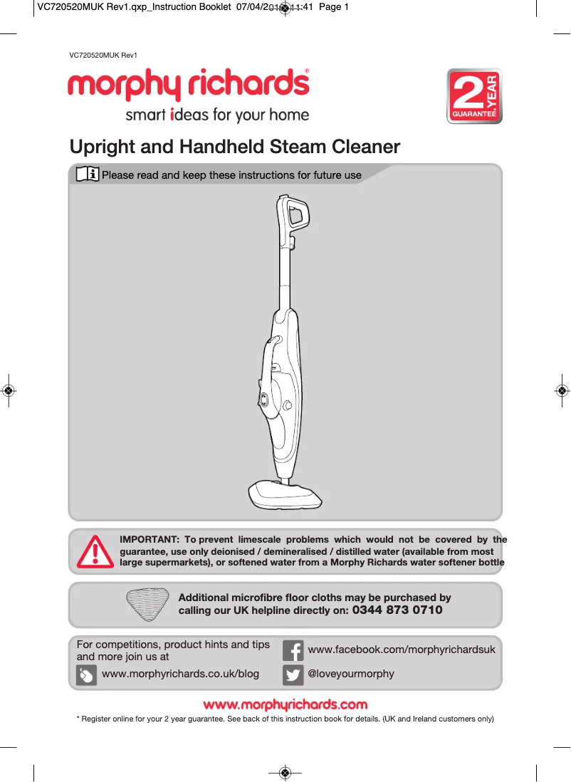 Imagen de la primera página del manual del dispositivo Supersteam Pro 720520