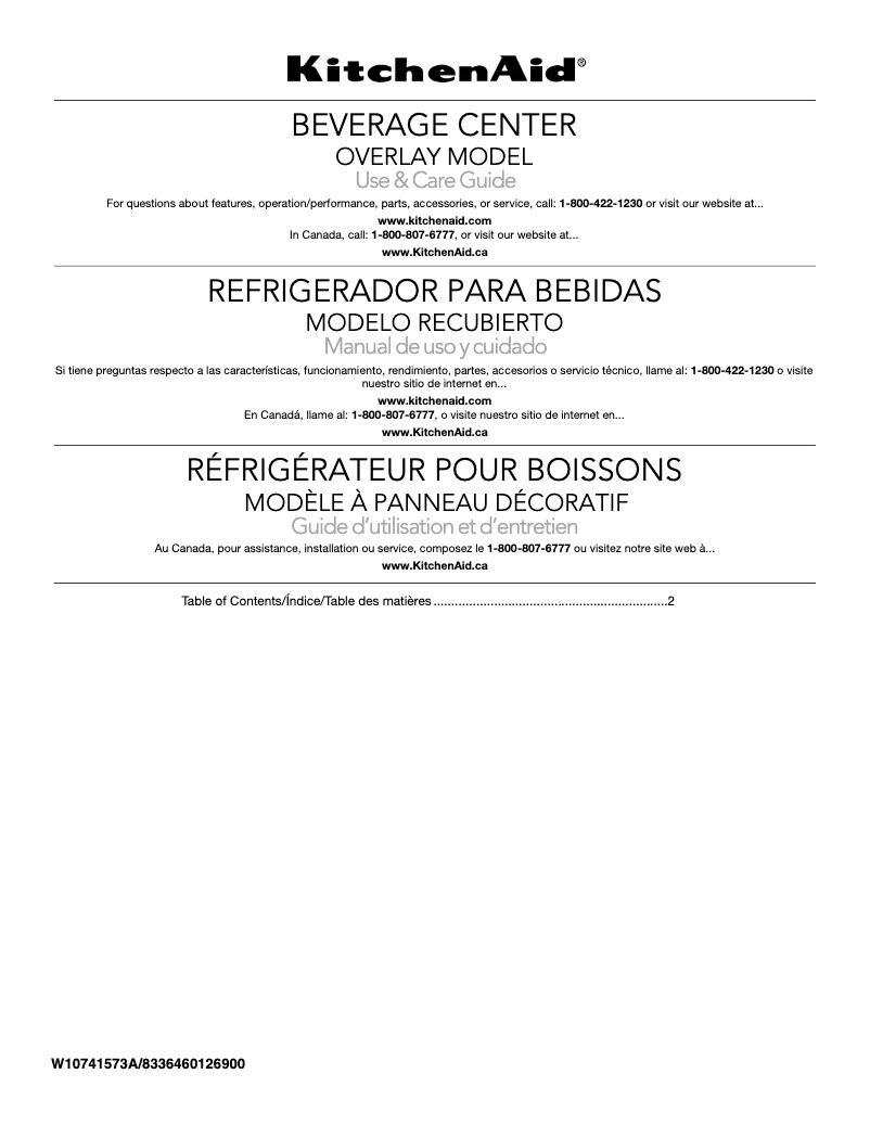 Página nº 1 - Manual de usuario KitchenAid KUBR304ESS