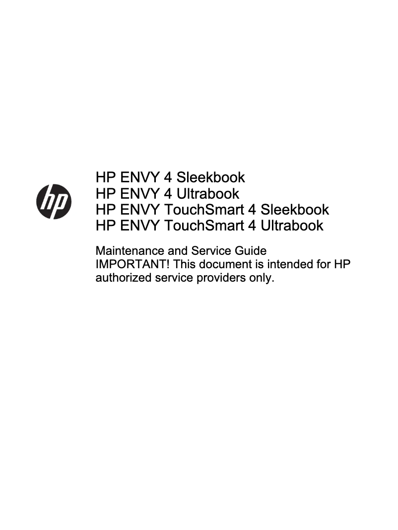 Imagen de la primera página del manual del dispositivo Envy TouchSmart Ultrabook 4