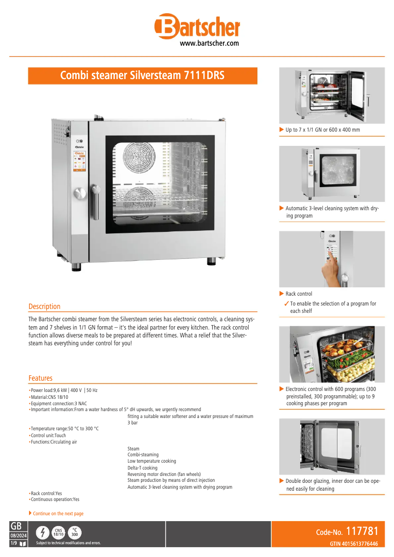 Página nº 1 - Ficha técnica Bartscher 117781