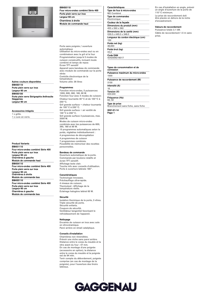 Imagen de la primera página del manual del dispositivo BM450110