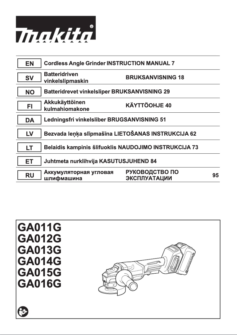 Página 1 del manual Manual de usuario Makita GA012G