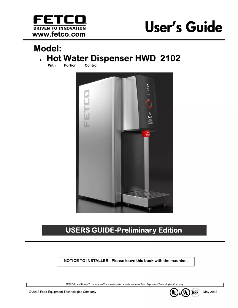 Imagen de la primera página del manual del dispositivo HWD-2102