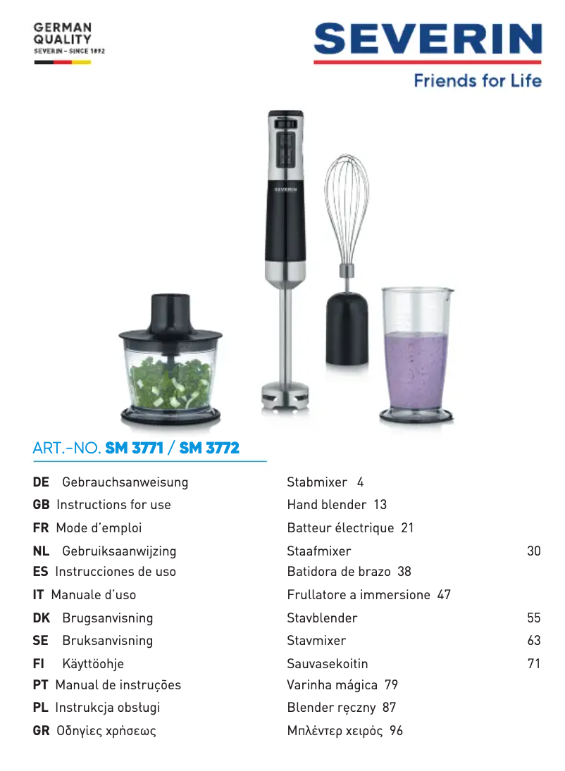 Página 1 del manual Manual de usuario Severin SM 3771