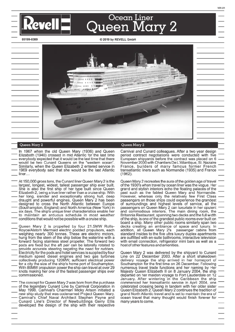 Imagen de la primera página del manual del dispositivo Queen Mary 2