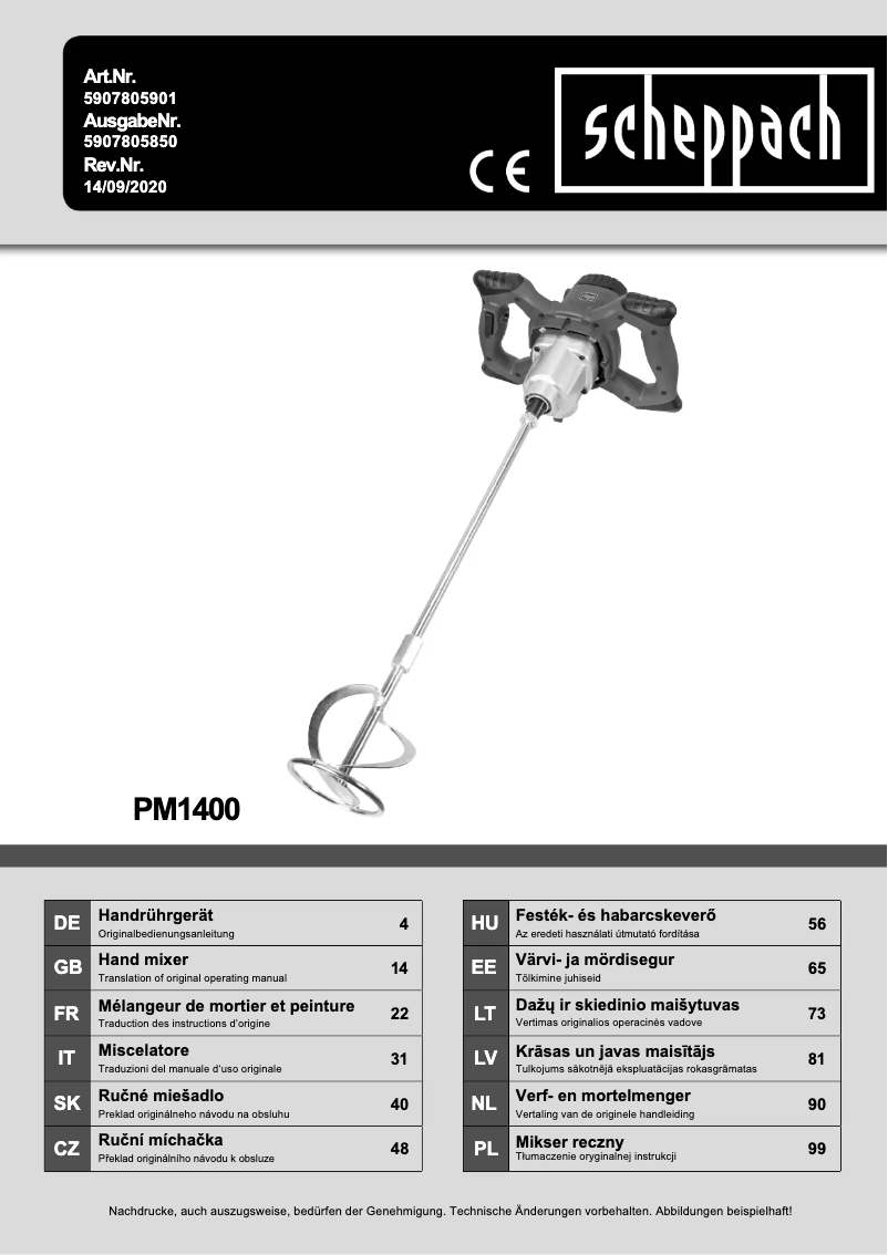 Imagen de la primera página del manual del dispositivo PM1400