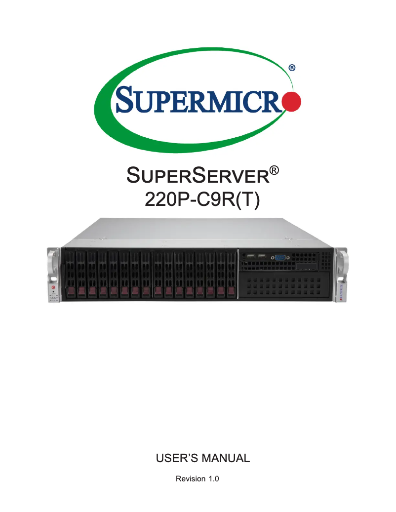 Imagen de la primera página del manual del dispositivo SuperServer SYS-220P-C9R