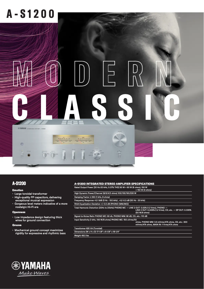 Página 1 del manual Ficha técnica Yamaha A-S801