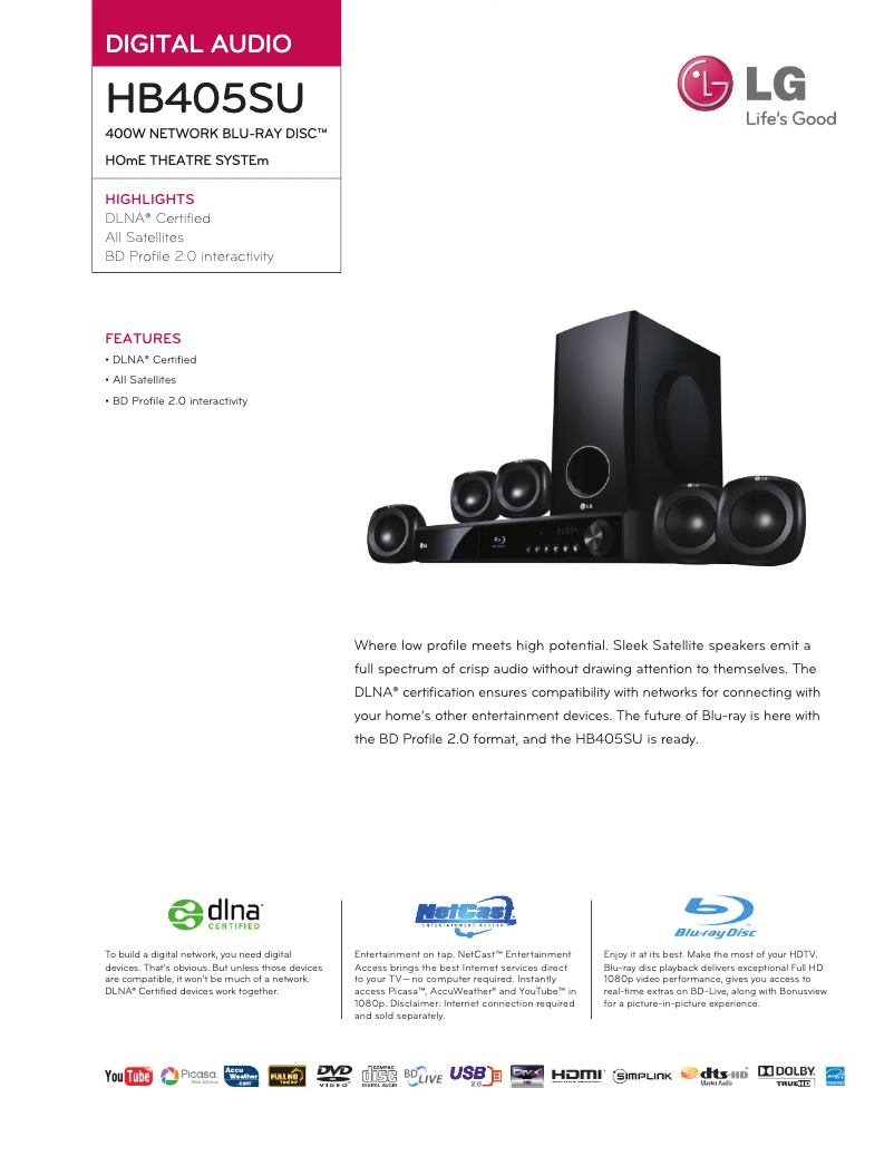 Imagen de la primera página del manual del dispositivo HB405SU
