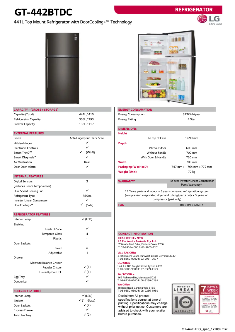 Imagen de la primera página del manual del dispositivo GT-442BTDC