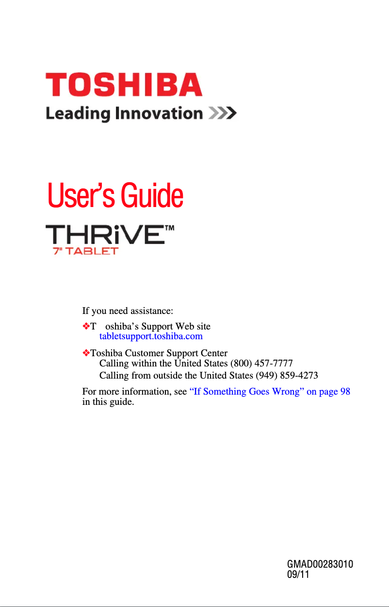Imagen de la primera página del manual del dispositivo Thrive 7 AT1S5
