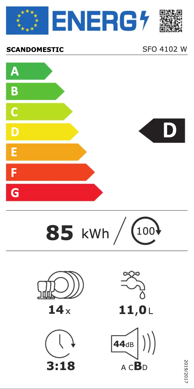 Página 1 del manual Etiqueta energética Scandomestic SFO 4102 W